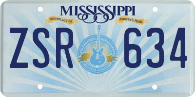 MS license plate ZSR634