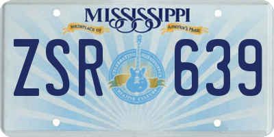 MS license plate ZSR639