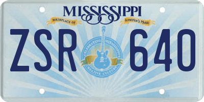 MS license plate ZSR640