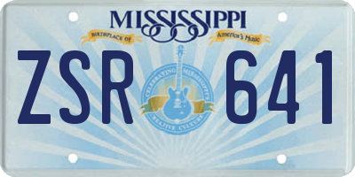 MS license plate ZSR641