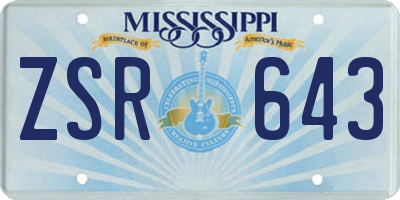 MS license plate ZSR643