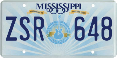 MS license plate ZSR648