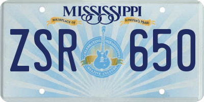 MS license plate ZSR650