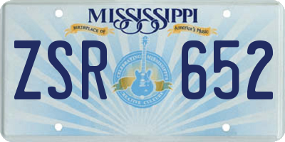 MS license plate ZSR652