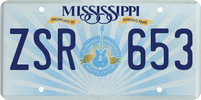 MS license plate ZSR653