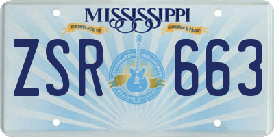 MS license plate ZSR663