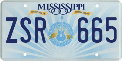 MS license plate ZSR665