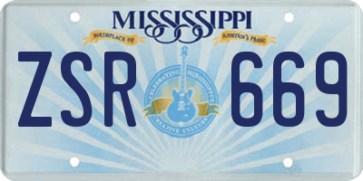 MS license plate ZSR669