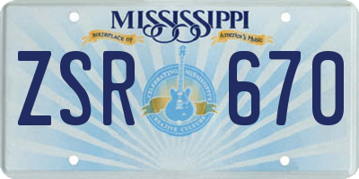 MS license plate ZSR670