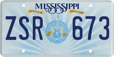 MS license plate ZSR673