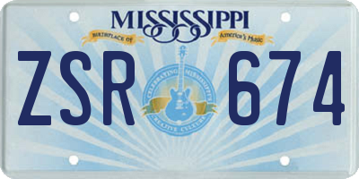 MS license plate ZSR674