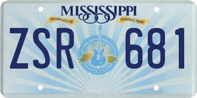 MS license plate ZSR681
