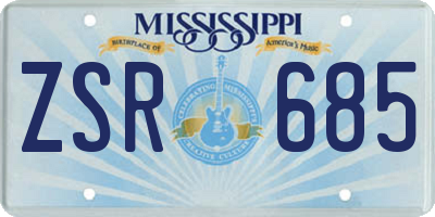 MS license plate ZSR685