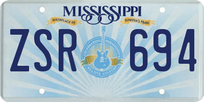 MS license plate ZSR694