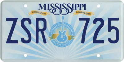 MS license plate ZSR725