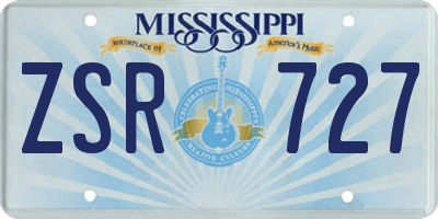 MS license plate ZSR727