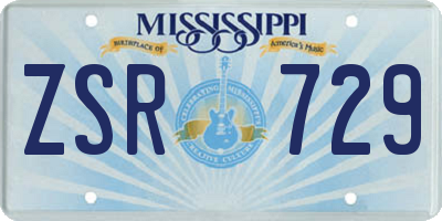 MS license plate ZSR729
