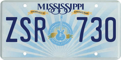 MS license plate ZSR730
