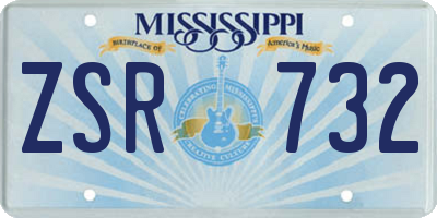 MS license plate ZSR732