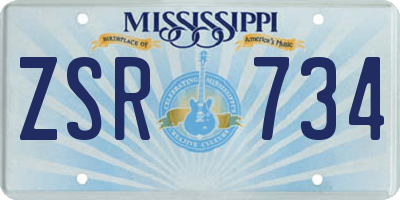 MS license plate ZSR734