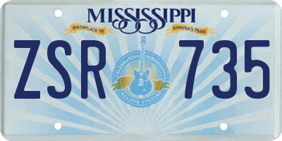 MS license plate ZSR735