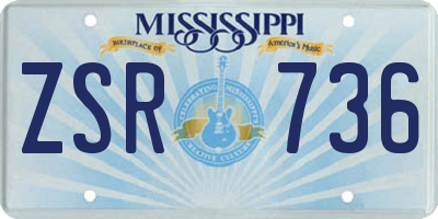MS license plate ZSR736