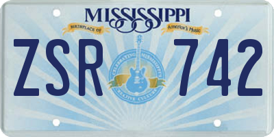 MS license plate ZSR742