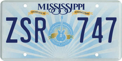 MS license plate ZSR747