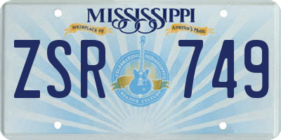 MS license plate ZSR749