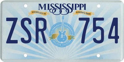 MS license plate ZSR754