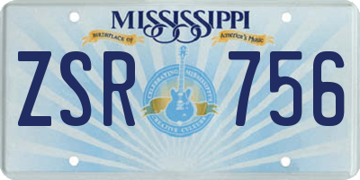 MS license plate ZSR756