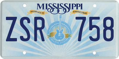 MS license plate ZSR758