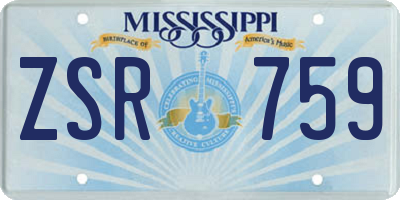 MS license plate ZSR759