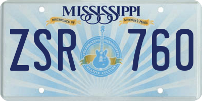 MS license plate ZSR760