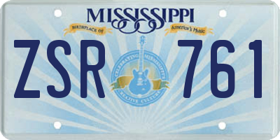 MS license plate ZSR761
