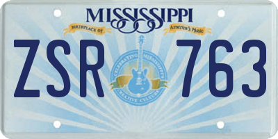MS license plate ZSR763