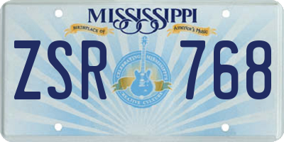 MS license plate ZSR768