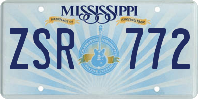 MS license plate ZSR772