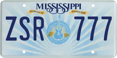 MS license plate ZSR777