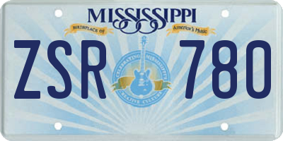 MS license plate ZSR780
