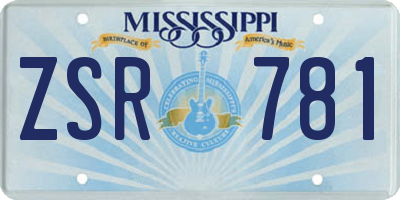MS license plate ZSR781