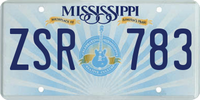 MS license plate ZSR783