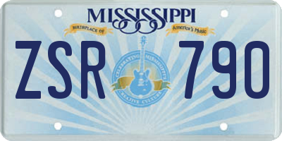 MS license plate ZSR790