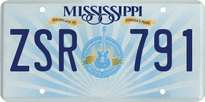 MS license plate ZSR791