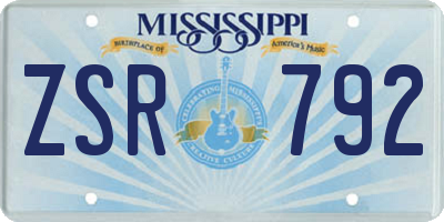 MS license plate ZSR792