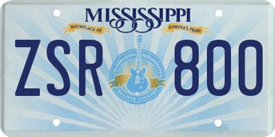 MS license plate ZSR800