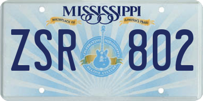 MS license plate ZSR802