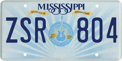 MS license plate ZSR804