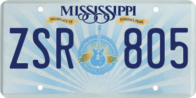 MS license plate ZSR805