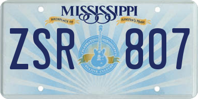 MS license plate ZSR807
